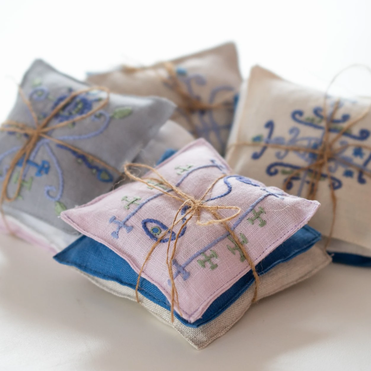 Hand Embroidered Lavender Sachet Bundles